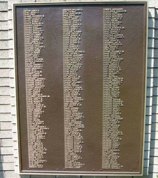 WESTPORT WORLD WAR II HONOR ROLL MEMORIAL PLAQUE C