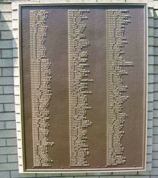 WESTPORT WORLD WAR II HONOR ROLL MEMORIAL PLAQUE B