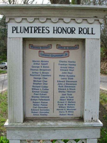 PLUMTREES HONOR ROLL MEMORIAL