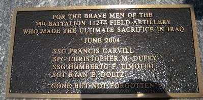 3RD BATTALION 112TH FIELD ARTILLERY IRAQ WAR MEMORIAL CANNON PLAQUE