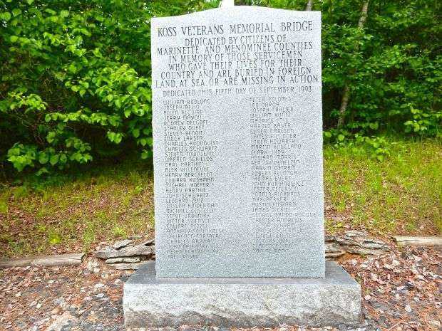 KOSS VETERANS MEMORIAL BRIDGE DEDICATION STONE