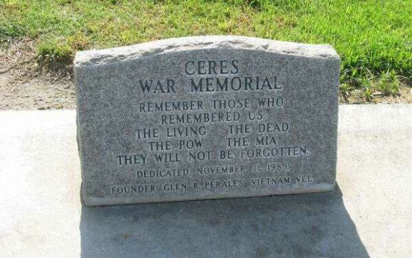 CERES WAR MEMORIAL DEDICATION STONE