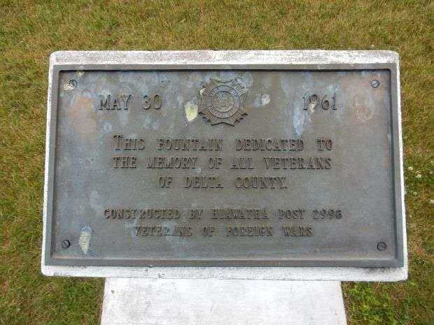 DELTA COUNTY VETERANS MEMORIAL FOUNTAIN PLAQUE