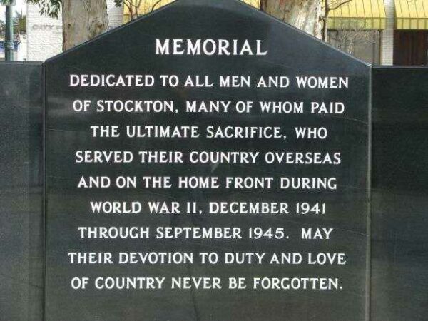 STOCKTON WORLD WAR II MEMORIAL DEDICATION STONE