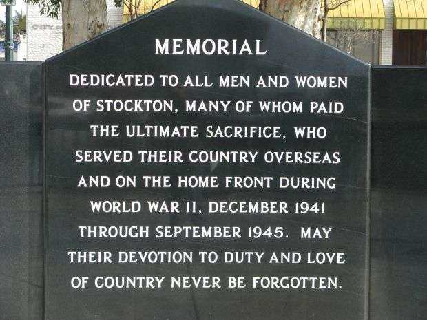 STOCKTON WORLD WAR II MEMORIAL DEDICATION STONE