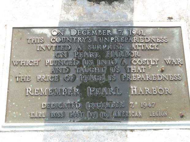 STOCKTON REMEMBER PEARL HARBOR MEMORIAL FLAGPOLE PLAQUE