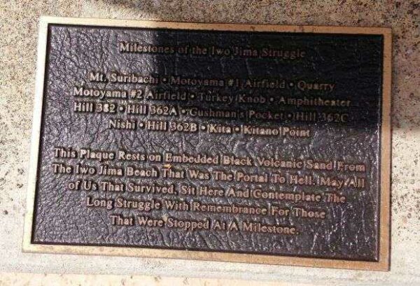 MILESTONE OF THE IWO JIMA STRUGGLE MEMORIAL PLAQUE