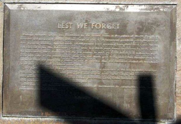 WALERGA ASSEMBLY CENTER LEST WE FORGET MEMORIAL PLAQUE