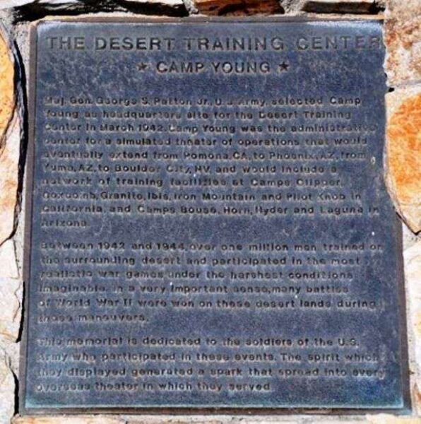THE DESERT TRAINING CENTER CAMP YOUNG MEMORIAL PLAQUE A