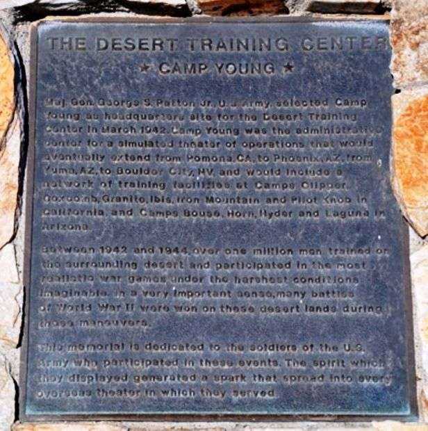 THE DESERT TRAINING CENTER CAMP YOUNG MEMORIAL PLAQUE A