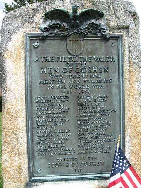 GOSHEN, CT WORLD WAR I MEMORIAL PLAQUE