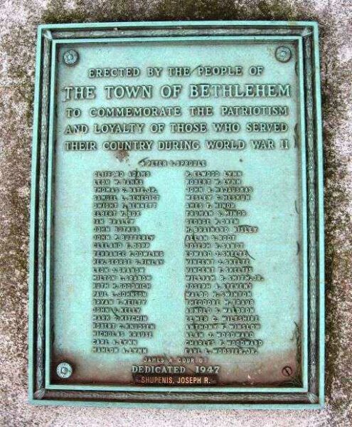 THE TOWN OF BETHLEHEM WORLD WAR II MEMORIAL