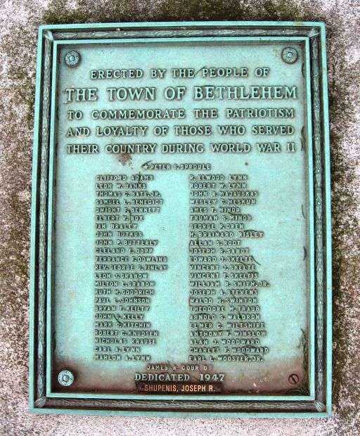 THE TOWN OF BETHLEHEM WORLD WAR II MEMORIAL