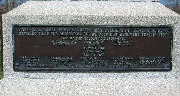 BARKHAMSTED SOLDIERS MEMORIAL PLAQUE E