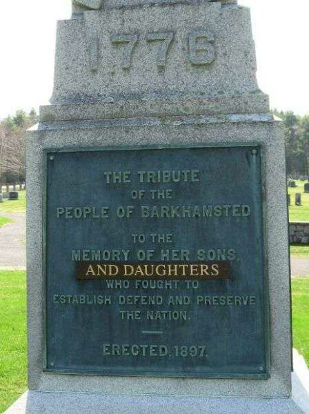 BARKHAMSTED SOLDIERS MEMORIAL PLAQUE A