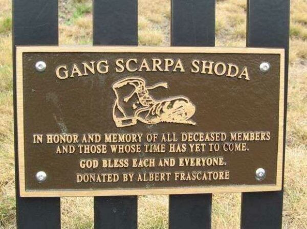 GANG SCARPA SHODA MEMORIAL BENCH PLAQUE C