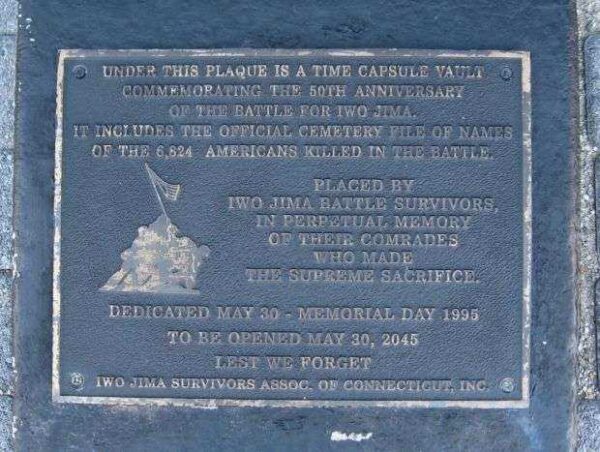 CONNECTICUT BATTLE FOR IWO JIMA MEMORIAL PLAQUE