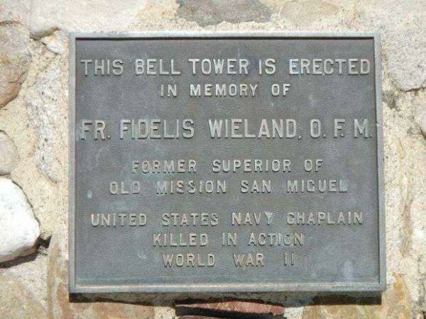 FR. FIDELIS WIELAND WAR MEMORIAL BELL TOWER PLAQUE
