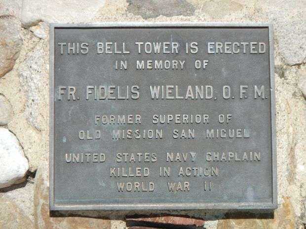 FR. FIDELIS WIELAND WAR MEMORIAL BELL TOWER PLAQUE