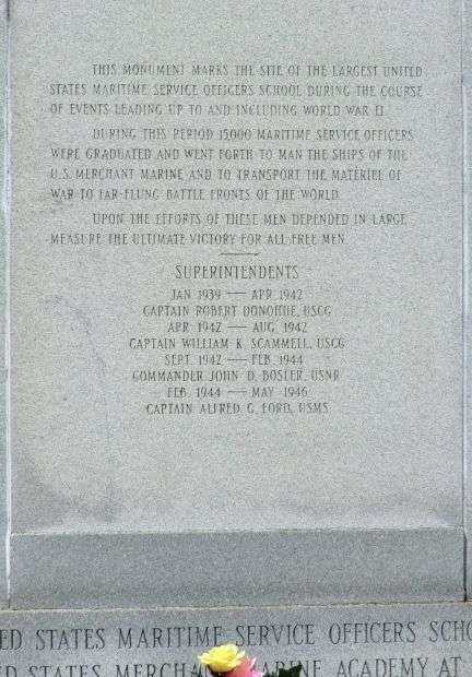 UNITED STATES MARITIME SERVICE OFFICERS SCHOOL MEMORIAL DEDICATION STONE