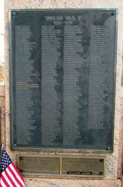 COLCHESTER WORLD WAR II AND KOREAN CONFLICT MEMORIAL PLAQUE E