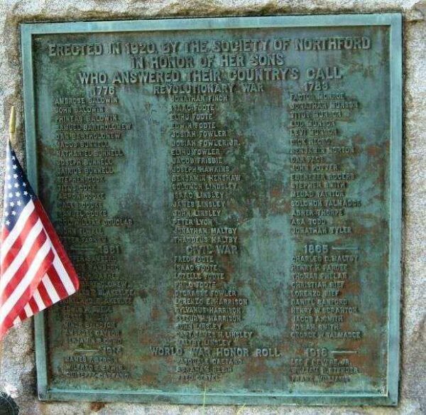 NORTHFORD VETERANS MEMORIAL FRONT PLAQUE