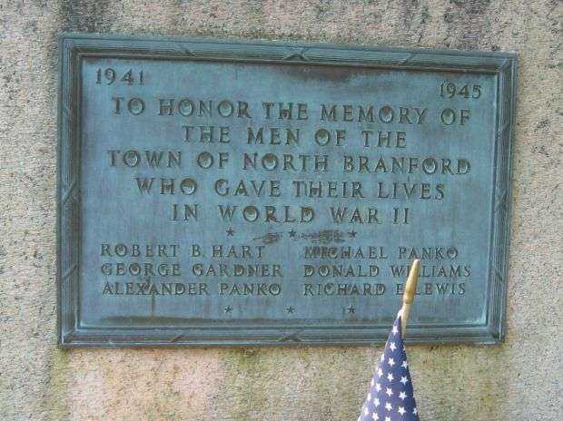 NORTH BRANFORD WORLD WAR II MEMORIAL PLAQUE