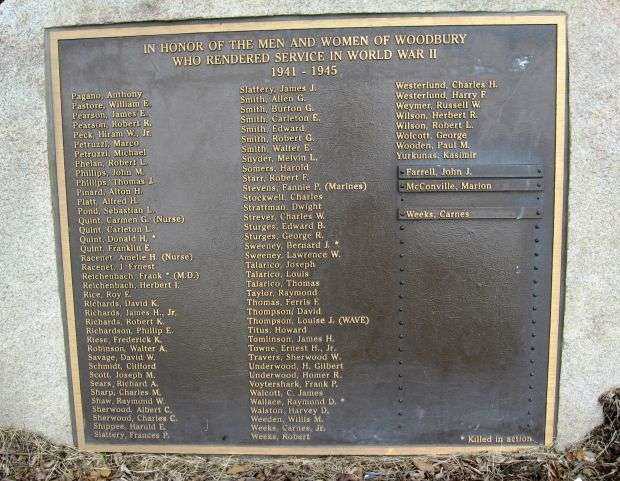 WOODBURY WORLD WAR II MEMORIAL PLAQUE B