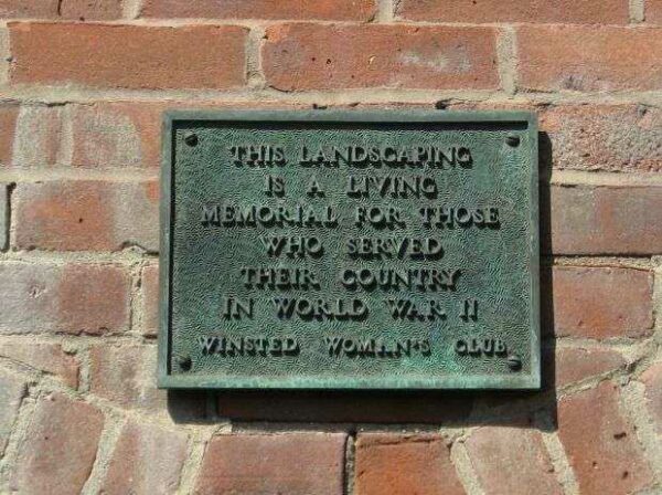 WINSTED WOMAN’S CLUB WORLD WAR II LANDSCAPING MEMORIAL PLAQUE