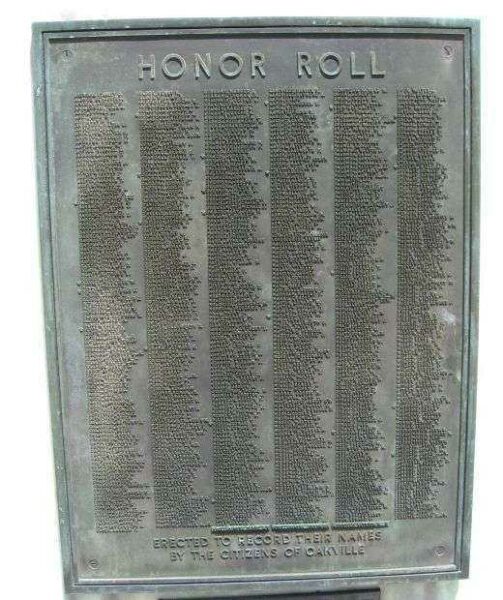 OAKVILLE WORLD WAR II MEMORIAL PLAQUE A