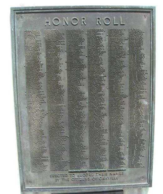 OAKVILLE WORLD WAR II MEMORIAL PLAQUE A
