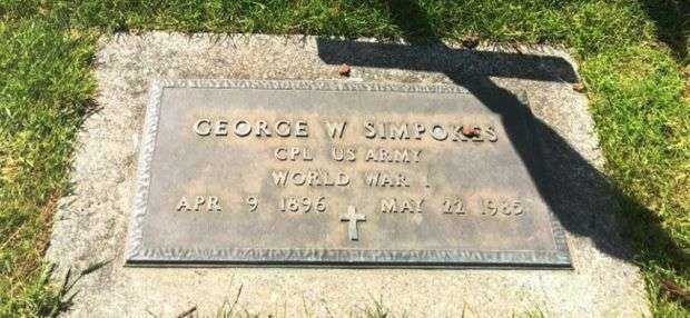 GEORGE W SIMPOKES MEMORIAL CEMETERY STONE