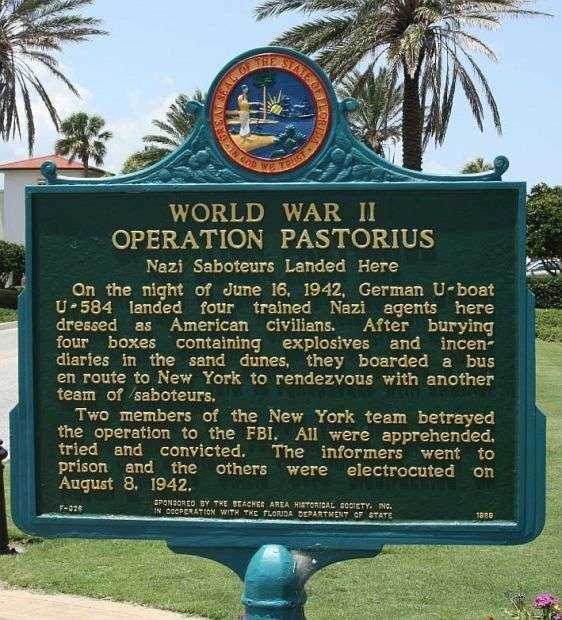 WORLD WAR II OPERATION PASTORIUS MEMORIAL MARKER