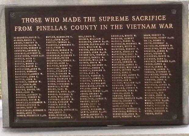 PINELLAS COUNTY VETERANS MEMORIAL PLAQUE B