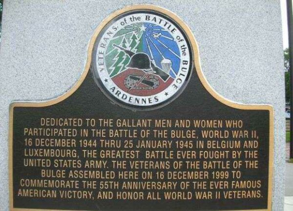 VETERANS OF THE BATTLE OF THE BULGE MEMORIAL PLAQUE