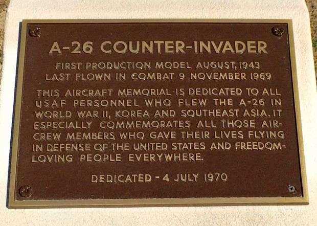 A-26 COUNTER INVADER MEMORIAL AIRPLANE PLAQUE A