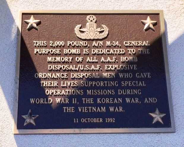 A.A.F./U.S.A.F. EXPLOSIVE ORDINANCE DISPOSAL MEMORIAL PLAQUE