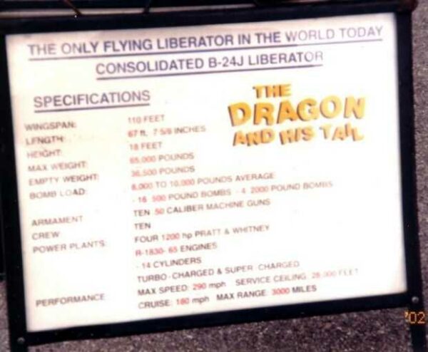 THE DRAGON AND HIS TAIL WAR MEMORIAL AIRPLANE PLAQUE