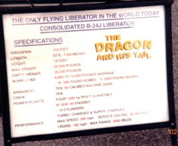 THE DRAGON AND HIS TAIL WAR MEMORIAL AIRPLANE PLAQUE
