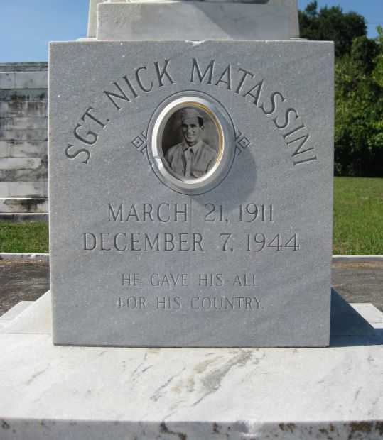 SGT. NICK MATASSINI WAR MEMORIAL DEDICATION STONE
