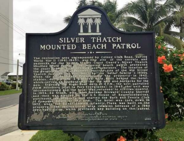 SILVER THATCH MOUNTED BEACH PATROL MEMORIAL MARKER