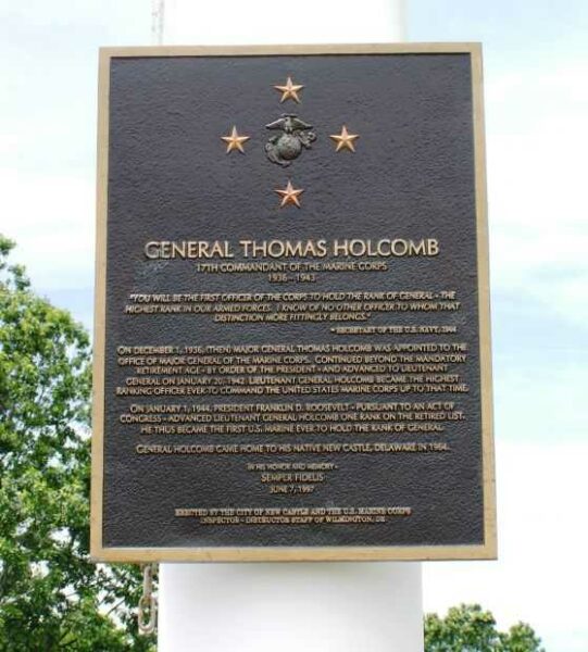 GENERAL THOMAS HOLCOMB MEMORIAL FLAGPOLE PLAQUE