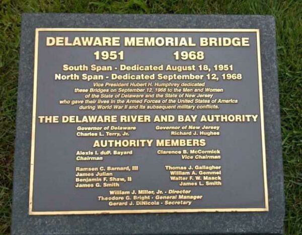 DELAWARE MEMORIAL BRIDGE PLAQUE A
