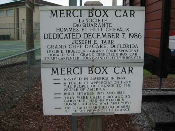 DAYTONA BEACH MERCI BOX CAR MEMORIAL PLAQUE