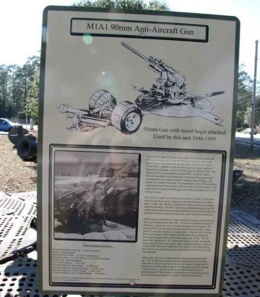 M1A1 90MM ANTI-AIRCRAFT GUN WAR MEMORIAL PLAQUE