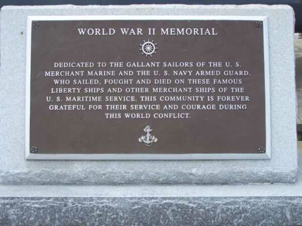 U.S. MARITIME SERVICE WORLD WAR II LIBERTY SHIP MEMORIAL PLAQUE