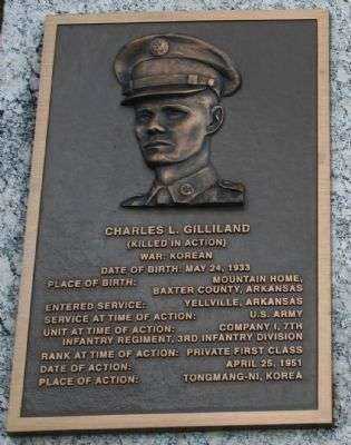 PFC. CHARLES L. GILLILAND MEDAL OF HONOR WAR MEMORIAL PLAQUE