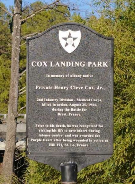 COX LANDING PARK WAR MEMORIAL MARKER