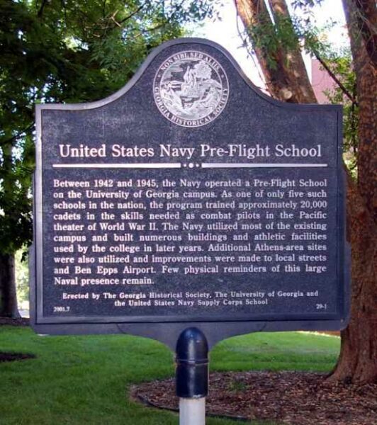 UNITED STATES NAVY PRE-FLIGHT SCHOOL MEMORIAL MARKER