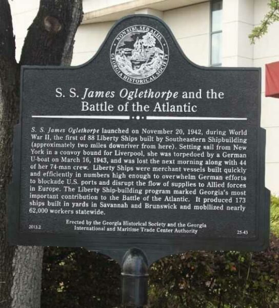 S.S. JAMES OGLETHORPE AND THE BATTLE OF THE ATLANTIC MEMORIAL MARKER